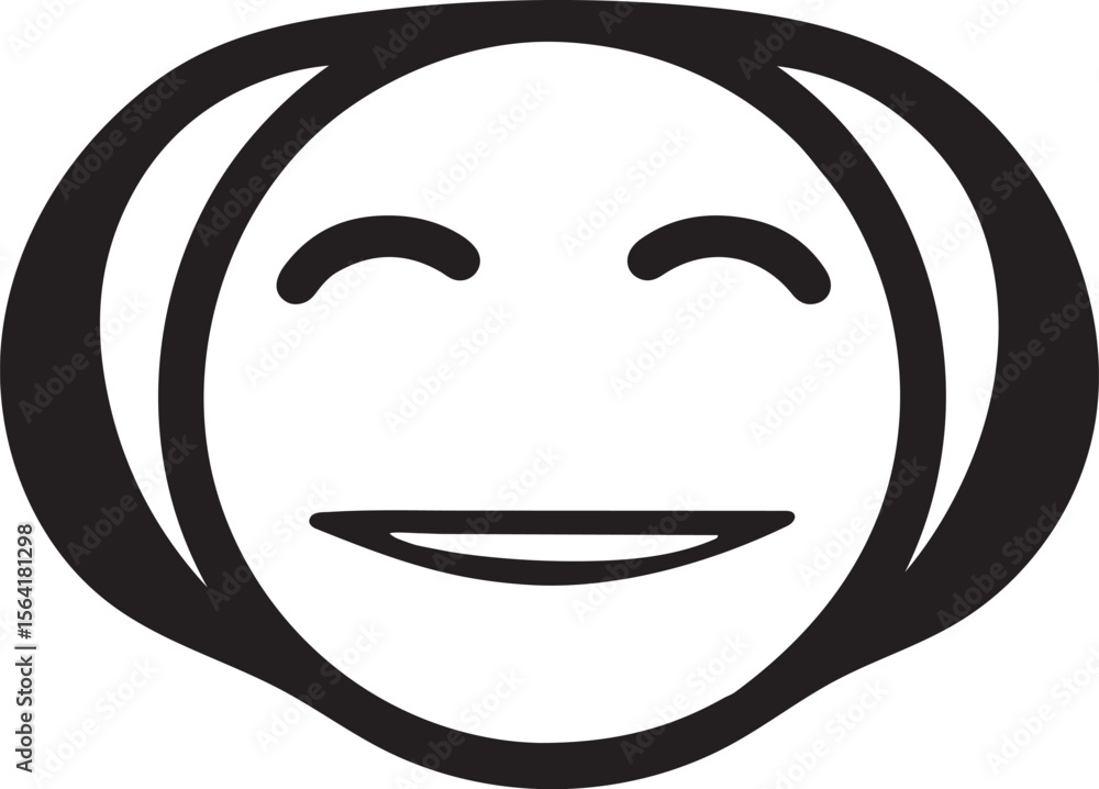 Happy Smiling Face Emoji Simple Line Art Illustration Happy Smiling Face Emoji Simple Line Art Illustration