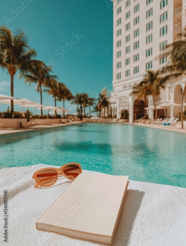 Blank book and sunglasses b...