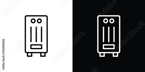 Air purifier icons in line style. Editable black and white strokes