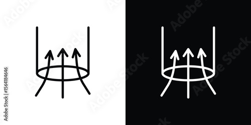 Air suction icons in line style. Editable black and white strokes