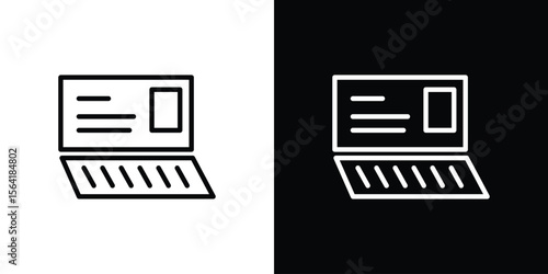 Bankbook icons in line style. Editable black and white strokes