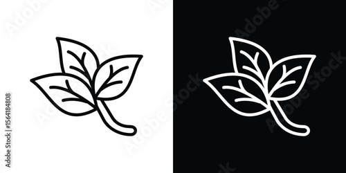 Basil icons in line style. Editable black and white strokes