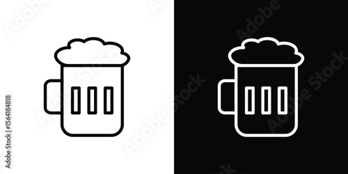 Beer icons in line style. Editable black and white strokes