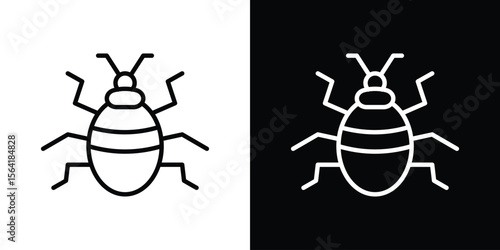 Bedbug icons in line style. Editable black and white strokes