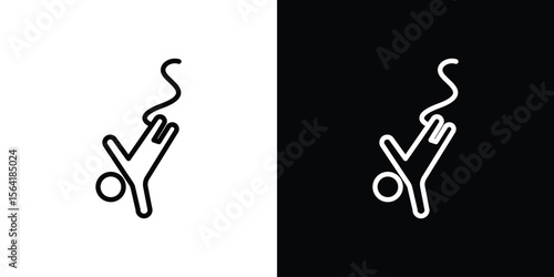 Bungee jumping icons in line style. Editable black and white strokes