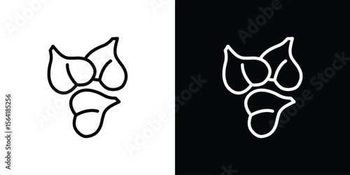 Chickpeas hummus icons in line style. Editable black and white strokes