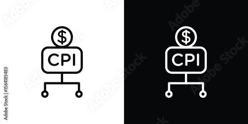 Consumer prices index icons in line style. Editable black and white strokes