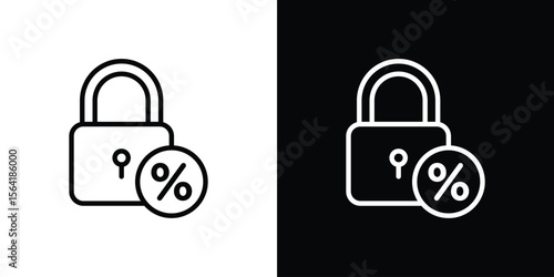 Fixed rate mortgage icons in line style. Editable black and white strokes