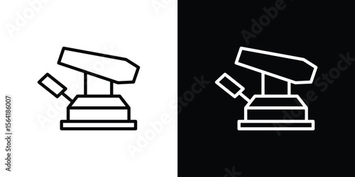 Floor sanding machine icons in line style. Editable black and white strokes