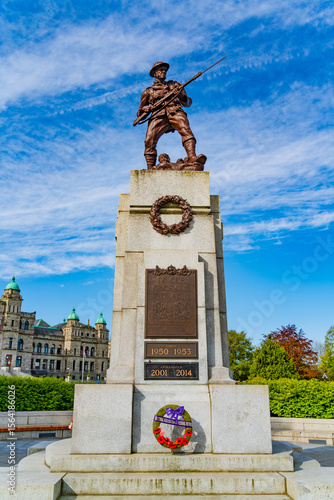 Victoria War Memorial (British Columbia Legislature Cenotaph) outside the British Columbia Parliament Buildings in Victoria, Canada