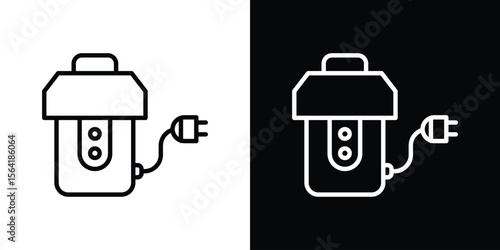 Garbage disposal icons in line style. Editable black and white strokes
