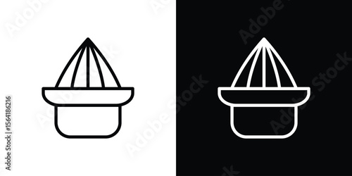 Hand Juicer icons in line style. Editable black and white strokes