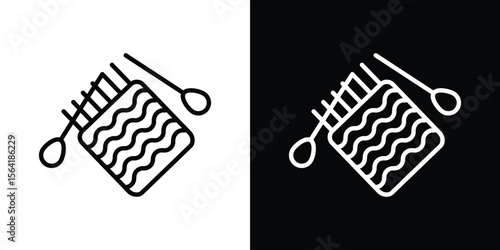 Handloom icons in line style. Editable black and white strokes