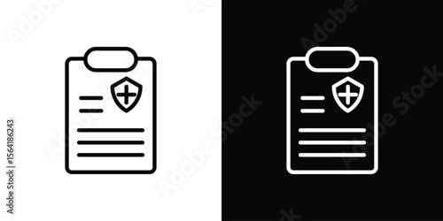 Health insurance icons in line style. Editable black and white strokes