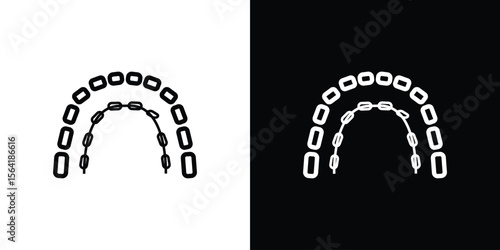Lingual braces icons in line style. Editable black and white strokes