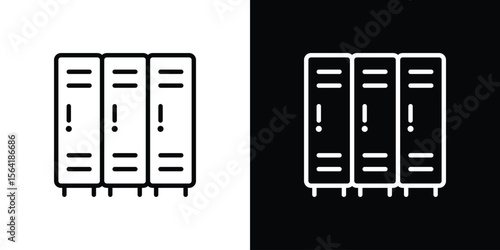 Lockers icons in line style. Editable black and white strokes