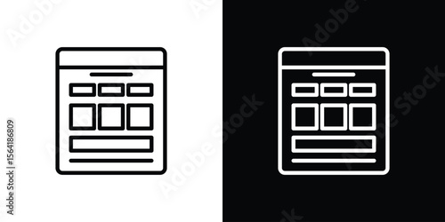 Mood board icons in line style. Editable black and white strokes