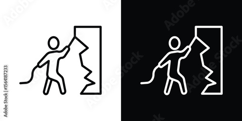 People Climbing icons in line style. Editable black and white strokes