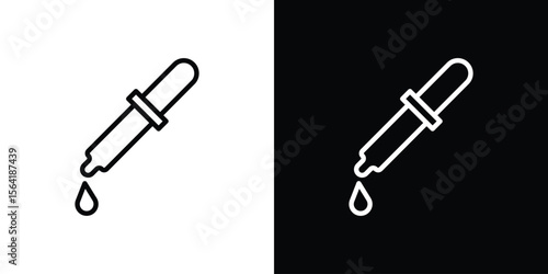 Pipette icons in line style. Editable black and white strokes