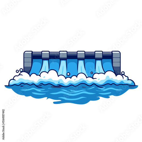 Symbol of water power with flowing water and simple design representing renewable energy sources