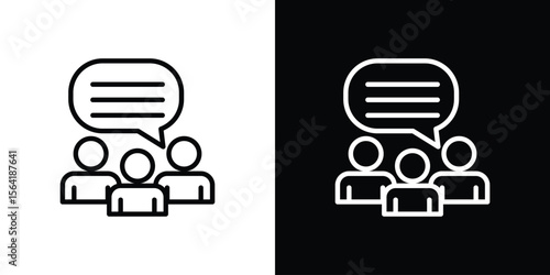 Public opinion icons in line style. Editable black and white strokes