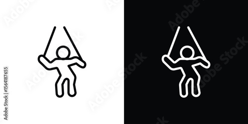 Puppet icons in line style. Editable black and white strokes