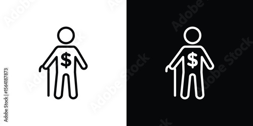 Retirement icons in line style. Editable black and white strokes