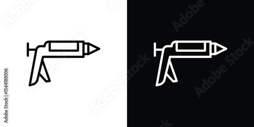 Sealants gun icons in line style. Editable black and white strokes