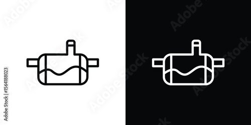 Sewerage tank icons in line style. Editable black and white strokes