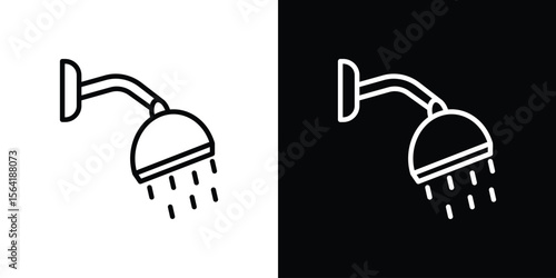 Shower Head icons in line style. Editable black and white strokes