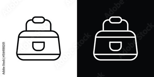 Sports bag icons in line style. Editable black and white strokes