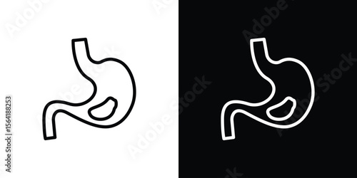 Stomach with Liquids icons in line style. Editable black and white strokes