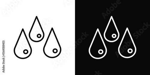 Tear drop icons in line style. Editable black and white strokes