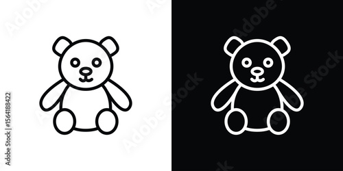 Teddy bear icons in line style. Editable black and white strokes