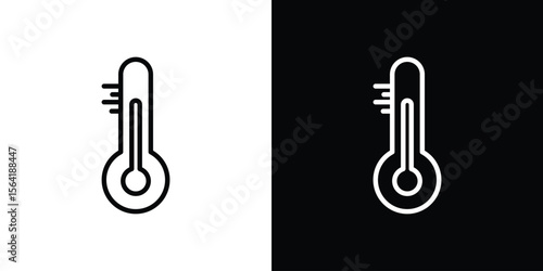 Thermometer icons in line style. Editable black and white strokes