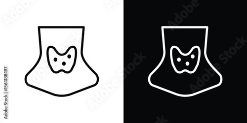Thyroid icons in line style. Editable black and white strokes