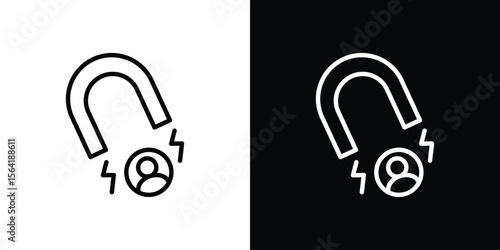 User engagement icons in line style. Editable black and white strokes