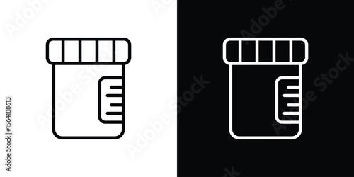 Urine test icons in line style. Editable black and white strokes