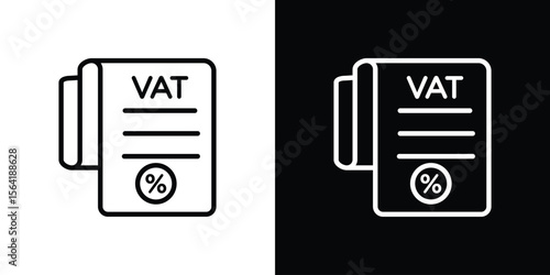 Value added tax VAT icons in line style. Editable black and white strokes