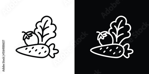 Vegetable icons in line style. Editable black and white strokes