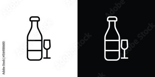 Vodka icons in line style. Editable black and white strokes