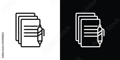 Wills and trusts icons in line style. Editable black and white strokes