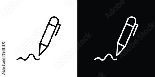Write icons in line style. Editable black and white strokes