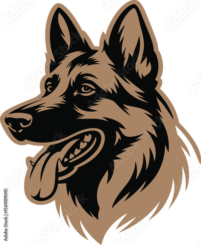 German Shepherd Dog Head Vector Illustration Canine Portrait