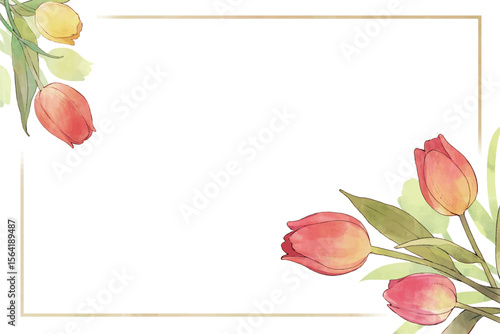 チューリップ フレーム 水彩 イラスト
