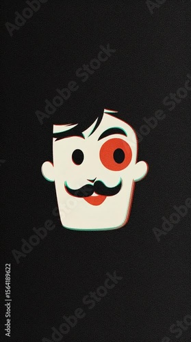 Winking Cartoon Mustache Man