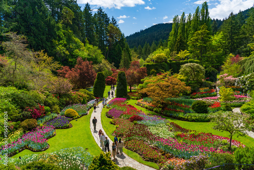 Fotografie Sunken Garden at Butchart Gardens on Vancouver Island, Canada