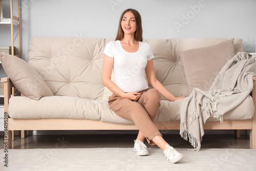 Young pregnant woman sittin...