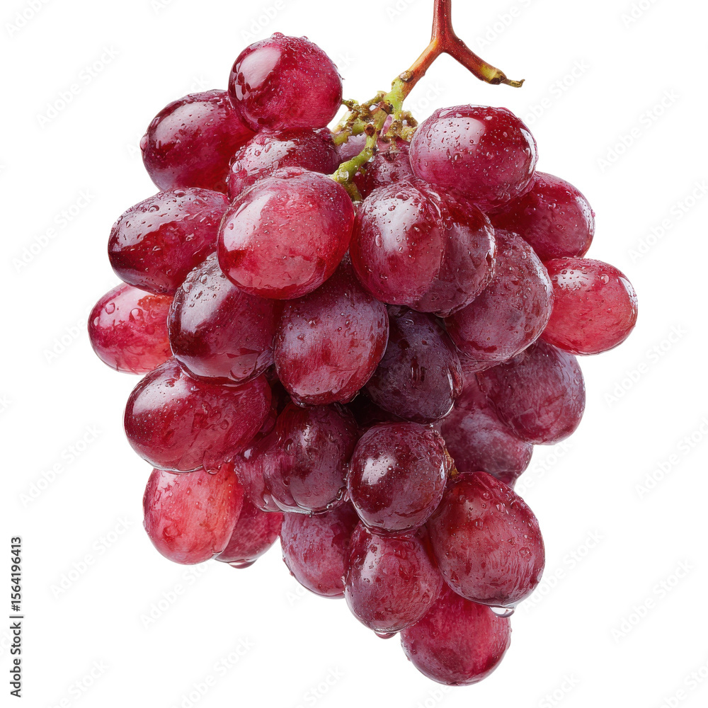 Fototapeta premium Bunch of red Grapes isolated on transparent or white background. A high resolution PNG image of Bunch of red Grapes.