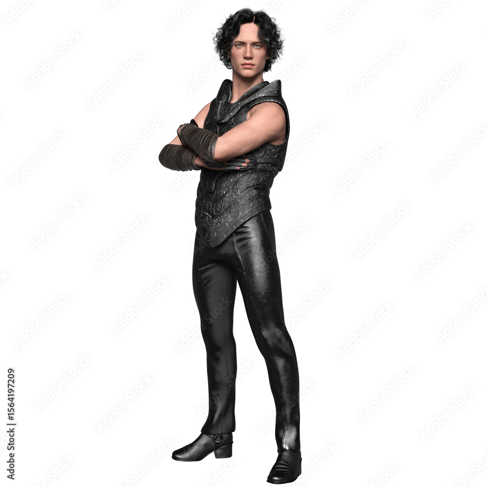 Fototapeta premium 3D rendered fantasy male character with an armor isolated on transparent background